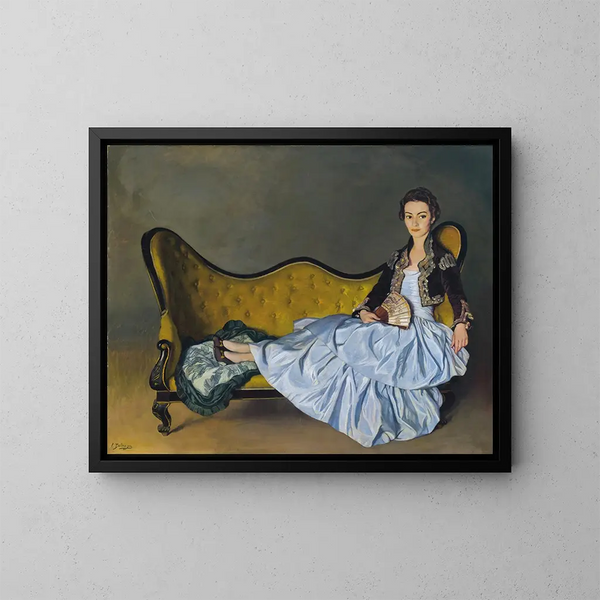 Portrait of Señora de Garay - Ignacio Zuloaga — framed artwork on a wall