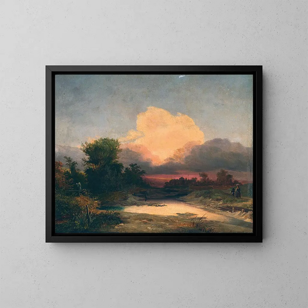 a sunset landscape - Ignaz Raffalt — framed artwork on a wall
