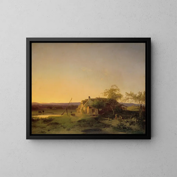 Evening landscape painting - Ignaz Raffalt — framed artwork on a wall