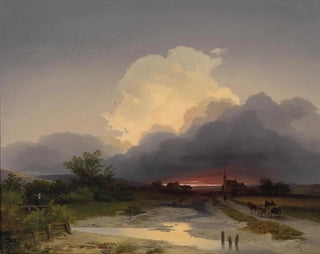 Terug naar huis bij schemerlicht - Ignaz Raffalt — weergave van het kunstwerk