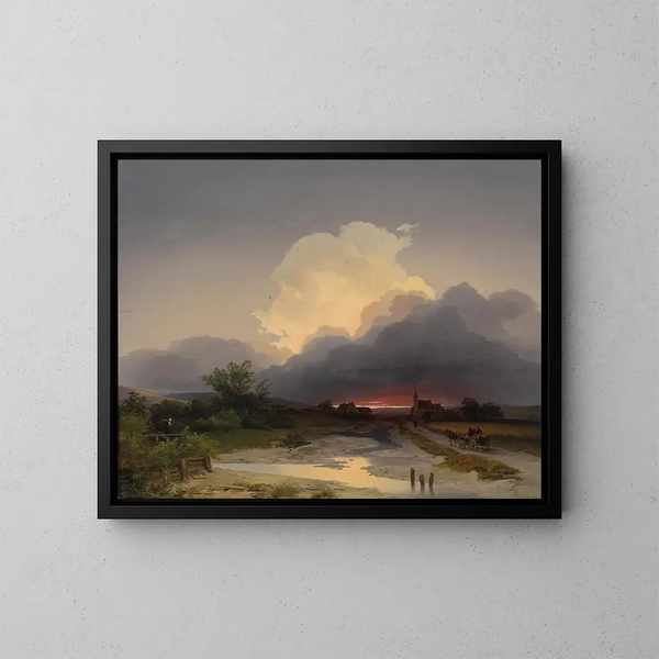 Return to the homeland at dusk - Ignaz Raffalt — framed artwork on a wall