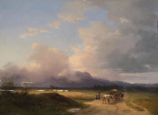 Ignaz Raffalt - Voralpenlandschaft mit Fuhrwerk auf der Strae.webp