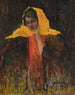 Portret van een dame met een gele sjaal - Ilya Abramovich Grinman — weergave van het kunstwerk