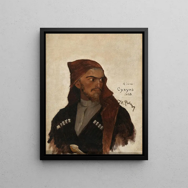 Portrait of a Kabardian prince - Ilya Efimovich Repin — framed artwork on a wall