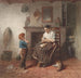 Binnenkant met een jongetje, een vlieger en een vrouw - Frederik Willem Zürcher — weergave van het kunstwerk