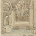 Binnenkant van Notre-Dame in Parijs - Wilhelm Cornelis Bauer — gepresenteerd in een interieur
