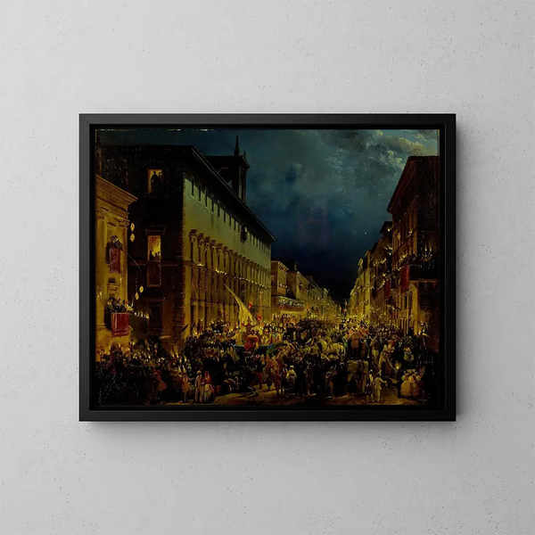 Avond in Rome - Ippolito Caffi — ingelijst kunstwerk aan de muur