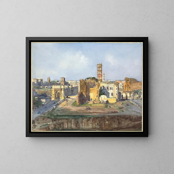 L'arc de Titus et le temple de Vénus et Rome près du Forum romain - Ippolito Caffi — ingelijst kunstwerk aan de muur