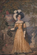 Lady Rowe staand op een terras met een Jamaicaans landschap in het maanlicht - Isaac Mendes Belisario — weergave van het kunstwerk