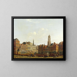 van Utrechtse stadsbrug met omgeving - Isaac Ouwater — ingelijst kunstwerk aan de muur