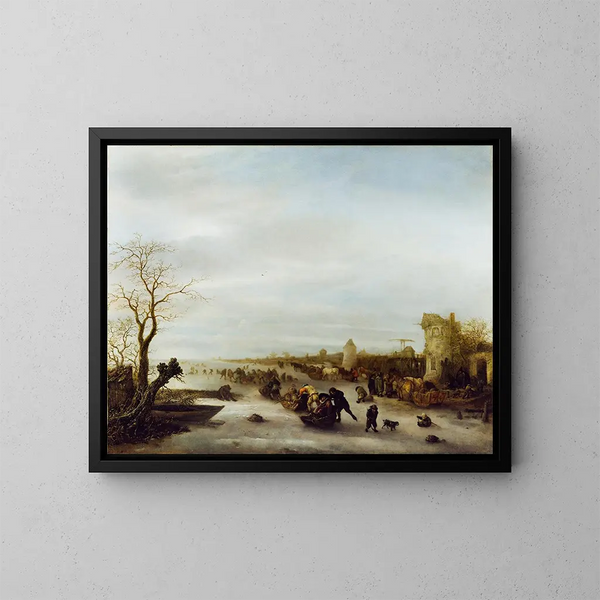 A winter scene - Isaac van Ostade — framed artwork on a wall