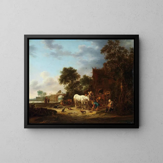 Isaac van Ostade - Country inn with a horse at the trough.webp