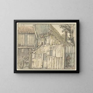 gevel van een boerderij - Isaac van Ostade — ingelijst kunstwerk aan de muur
