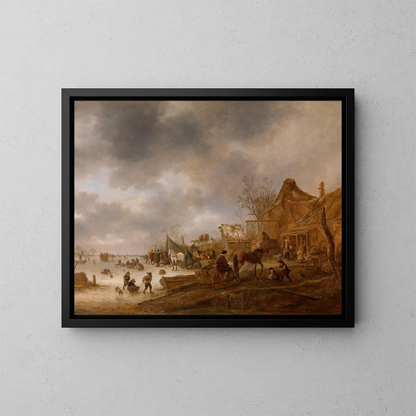 Winter Landscape Painting - Isaac van Ostade — framed artwork on a wall