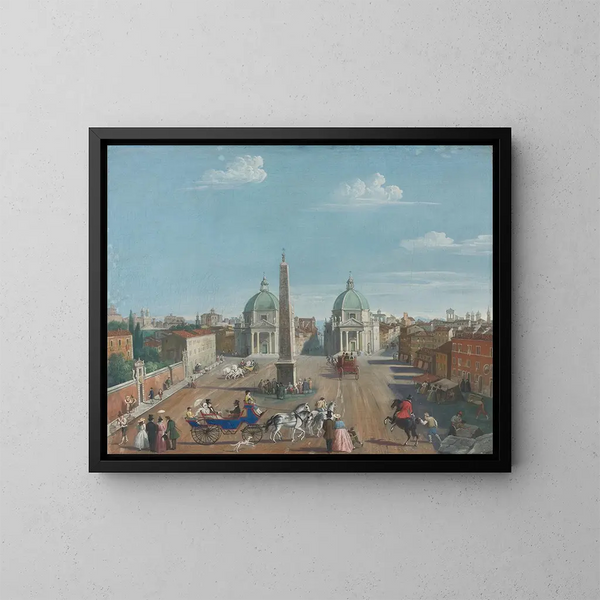 Rome, view of Piazza del Popolo - Italian School — framed artwork on a wall