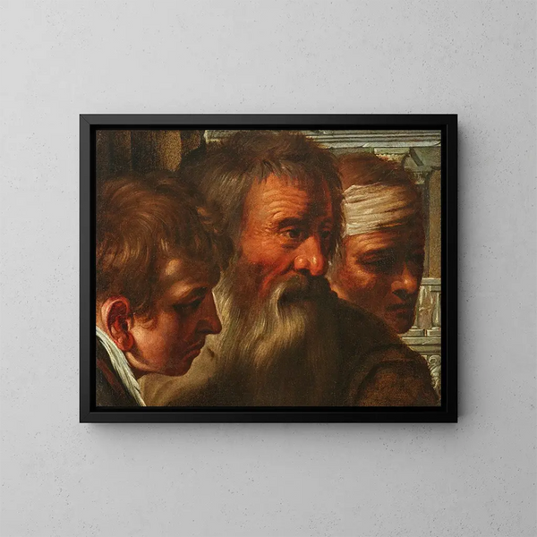 Study of Three Heads - Italian School — framed artwork on a wall