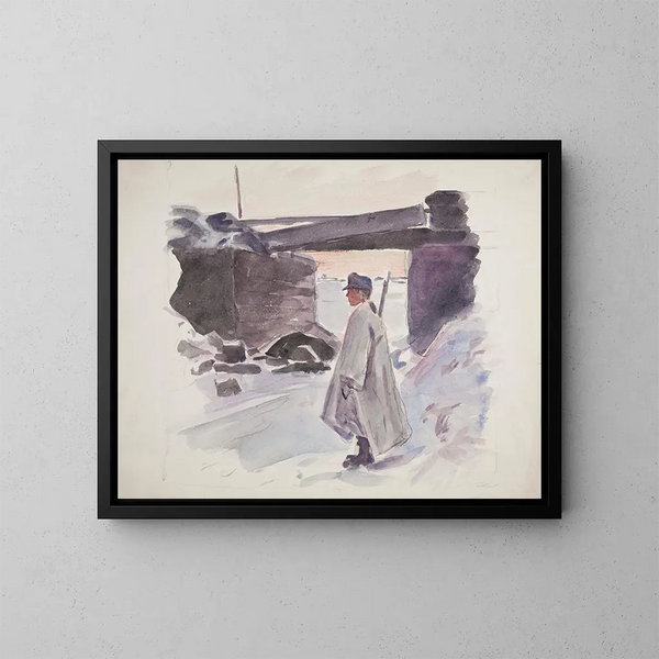 the Ukrainian Sich Riflemen Legion 1914-1920 in formation near the fortress - Ivan Ivanec — framed artwork on a wall