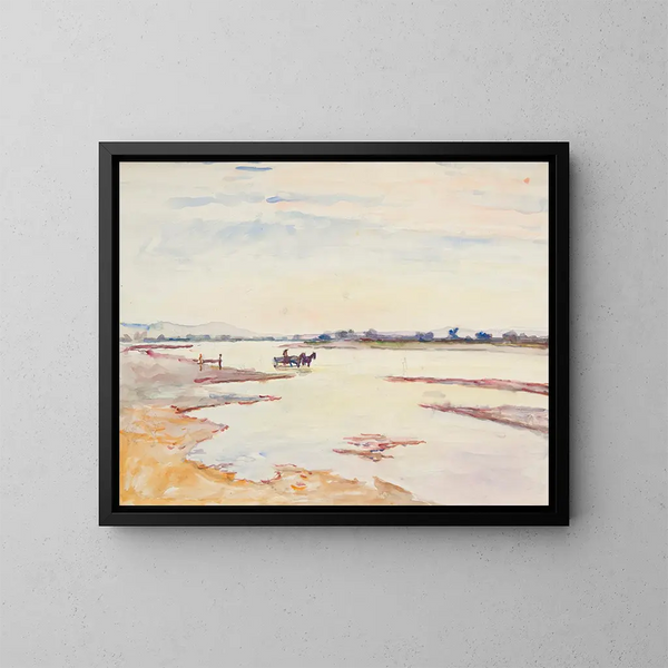 Landscape with River - Ivan Ivanec — framed artwork on a wall