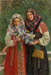 Jonge boerenvrouwen - Ivan Semenovich Kulikov — weergave van het kunstwerk