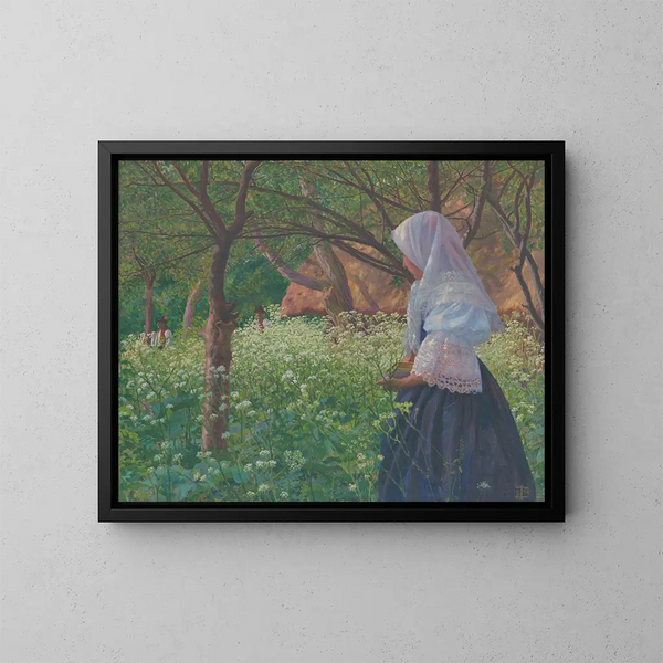 Girl in folk costume - Ivan Rabuzin — framed artwork on a wall