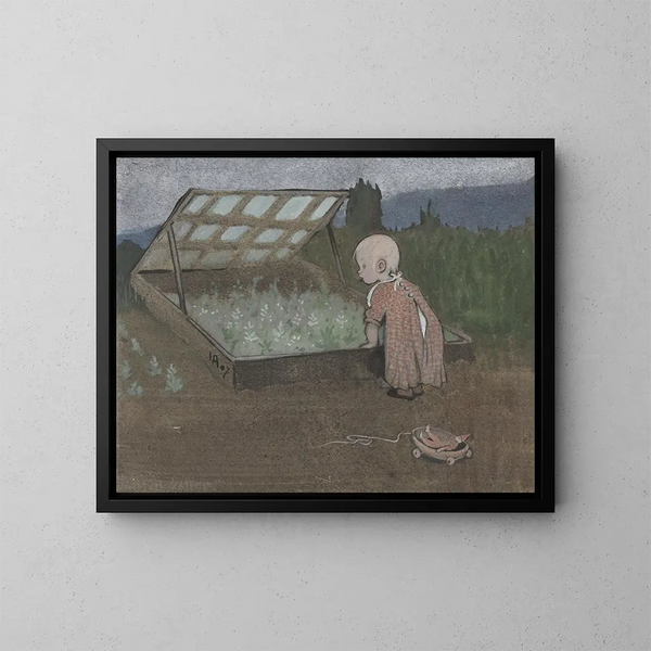 Lilas au bord d'un ruisseau - Ivar Arosenius — framed artwork on a wall