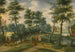 Landschap met bos, veevoerders en hun kudde, een dorp verderop - Izaak van Oosten — weergave van het kunstwerk