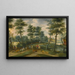 Landschap met bos, veevoerders en hun kudde, een dorp verderop - Izaak van Oosten — ingelijst kunstwerk aan de muur