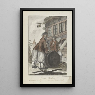 JA Zoutman - Drie mannen in Zwitserse kleding voor een huis.webp