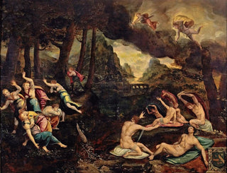 Apollon en Artémis die de kinderen van Niobe doden - J Charbonnier | Reproduction — weergave van het kunstwerk