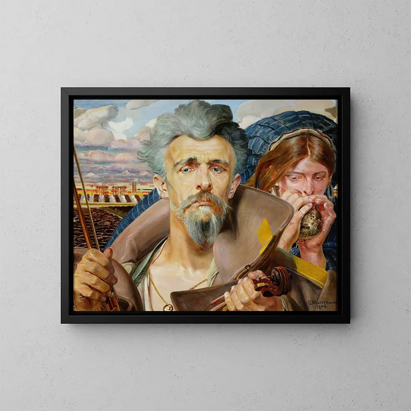 Centrale sectie van de muziek van het triptiek - Jacek Malczewski — ingelijst kunstwerk aan de muur