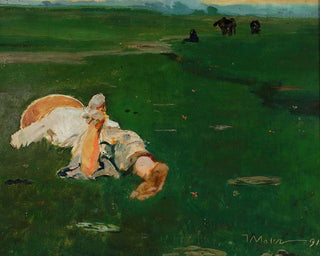 van een herdersmeisje in een weide - Jacek Malczewski — weergave van het kunstwerk