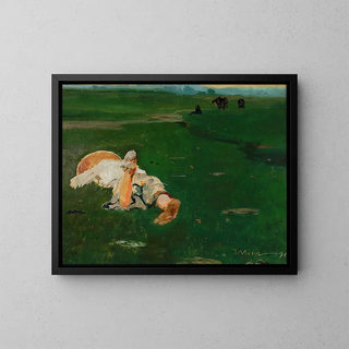 van een herdersmeisje in een weide - Jacek Malczewski — ingelijst kunstwerk aan de muur