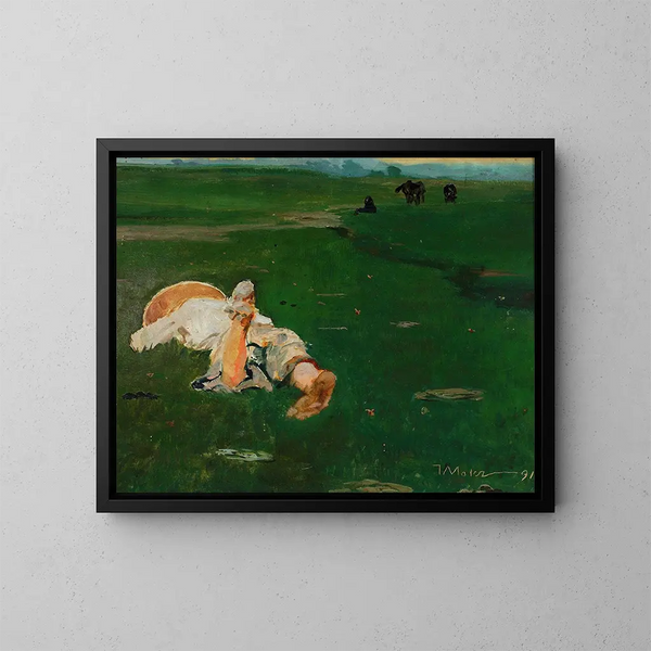 van een herdersmeisje in een weide - Jacek Malczewski — ingelijst kunstwerk aan de muur