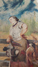 Vrouw die kippen slacht - Jacek Malczewski — weergave van het kunstwerk