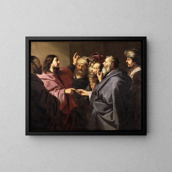 L'Offrande à la monnaie - Jacob Adriaensz Backer — framed artwork on a wall