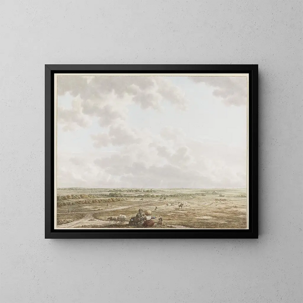 View of the Table Mountain near Blaricum with Laren in the foreground - Jacob Cats — framed artwork on a wall