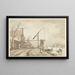 Winter landscape painting with houses and a lever along an icy canal - Jacob Cats — framed artwork on a wall