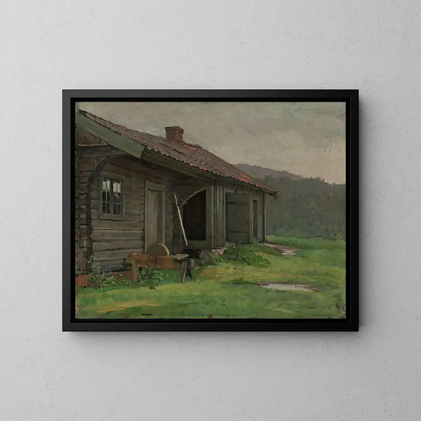A farm under summer rain - Jacob Glersen — framed artwork on a wall