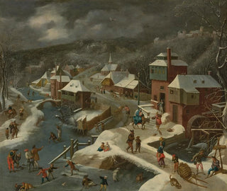 Jacob Grimmer - A winter landscape with the Flight into Egypt.webp