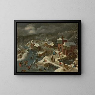 Jacob Grimmer - A winter landscape with the Flight into Egypt.webp