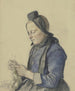 Meisje Schwlm breien - Jacob Happ — weergave van het kunstwerk