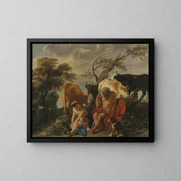Mercure en Argus - Jacob Jordaens — ingelijst kunstwerk aan de muur