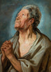 Studie van een oude man met samengevouwen handen - Jacob Jordaens — weergave van het kunstwerk