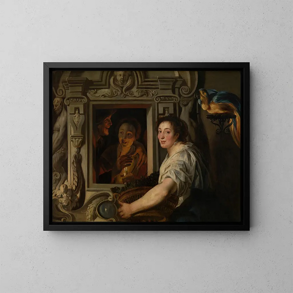 De fruitverkoper - Jacob Jordaens — ingelijst kunstwerk aan de muur