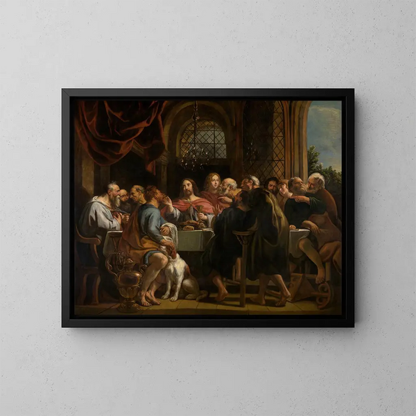 Het Laatste Avondmaal - Jacob Jordaens — ingelijst kunstwerk aan de muur