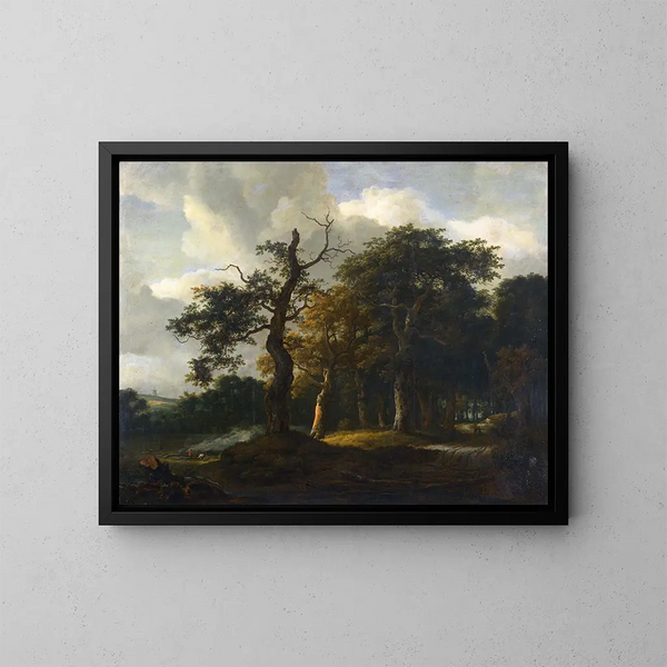 A Path Through an Oak Tree - Jacob Salomonsz van Ruysdael — framed artwork on a wall