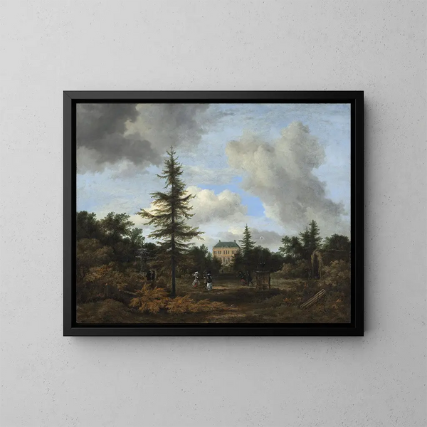 Country house in a park - Jacob van Ruisdael — framed artwork on a wall