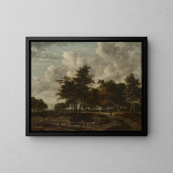 Route à travers un bosquet - Jacob van Ruisdael — framed artwork on a wall