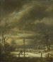 Landschap in de winter bij Haarlem met een lantaarpaal - Jacob van Ruisdael — weergave van het kunstwerk