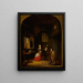 Binnenkant van een keuken met een vrouw die een ui pelt, een kind dat zich achter haar verstopt en een kind dat een kool vasthoudt op een ton - Jacob van Spreeuwen — ingelijst kunstwerk aan de muur